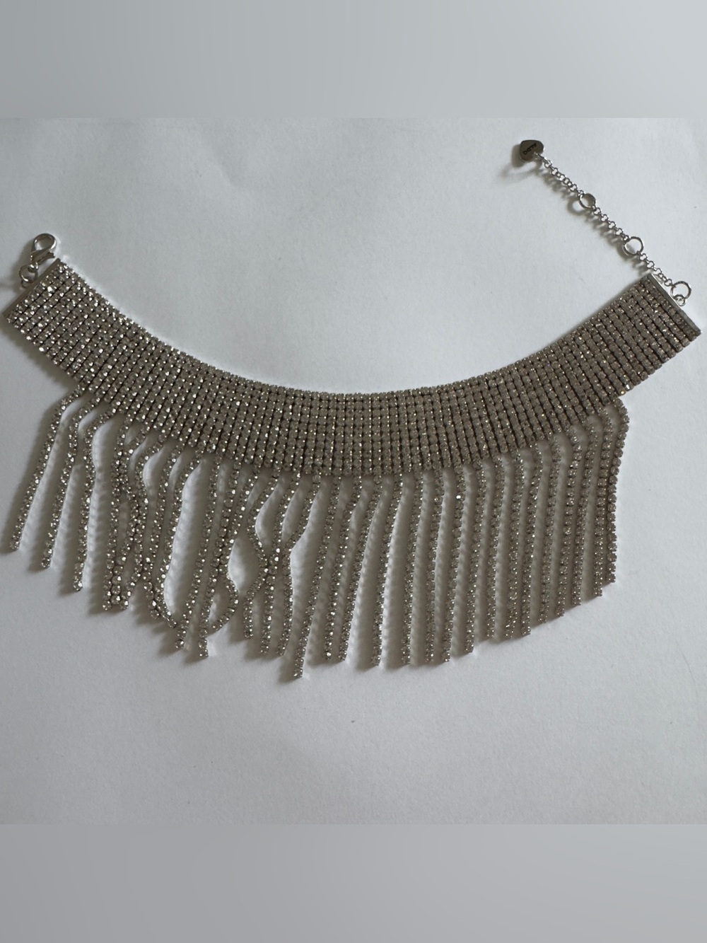 8” adjustable Aldo Silver Rhinestone Fringe Bracelet